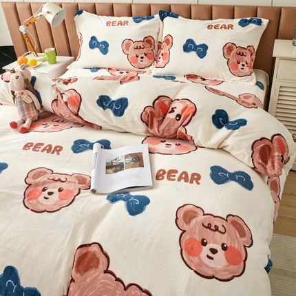 91家纺网 家纺一手货源 找家纺 （总）乐居坊 2023新款高克重牛奶绒印花保暖四件套（提供买家秀）