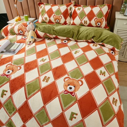 91家纺网 家纺一手货源 找家纺 （总）乐居坊 2023新款高克重牛奶绒印花保暖四件套（提供买家秀）