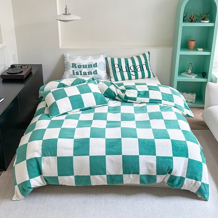 91家纺网 家纺一手货源 找家纺 （总）圆岛家纺 2023新款原创牛奶绒印花保暖四件套