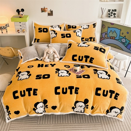 91家纺网 家纺一手货源 找家纺 （总）川悦生活 2023新款牛奶绒200克宽边四件套