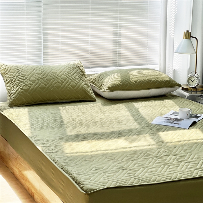 91家纺网 家纺一手货源 找家纺 共鸣沙发垫 2023新款水洗棉夹棉床笠 军绿