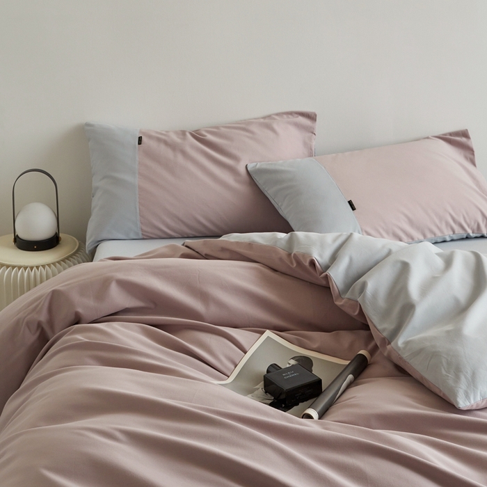 91家纺网 家纺一手货源 找家纺 梦享生活家居 2023新款全棉碳素磨毛四件套秋冬季保暖加厚纯棉四件套简约现代风 藕荷