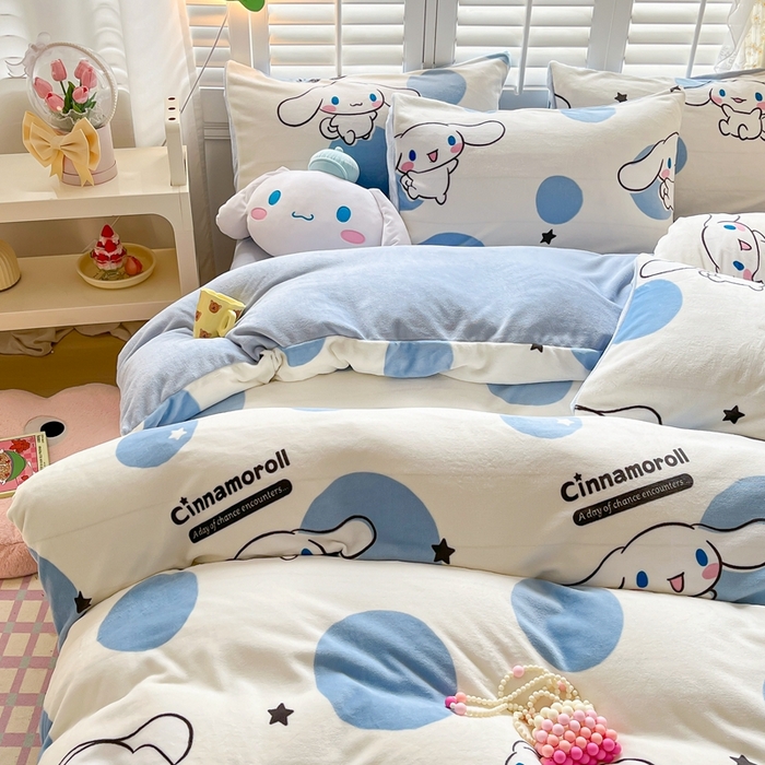 91家纺网 家纺一手货源 找家纺 星座 2025三丽鸥牛奶绒四件套 泡泡玉桂狗