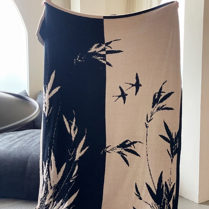 圆岛家纺 2023新款半边绒针织毛毯 隐竹