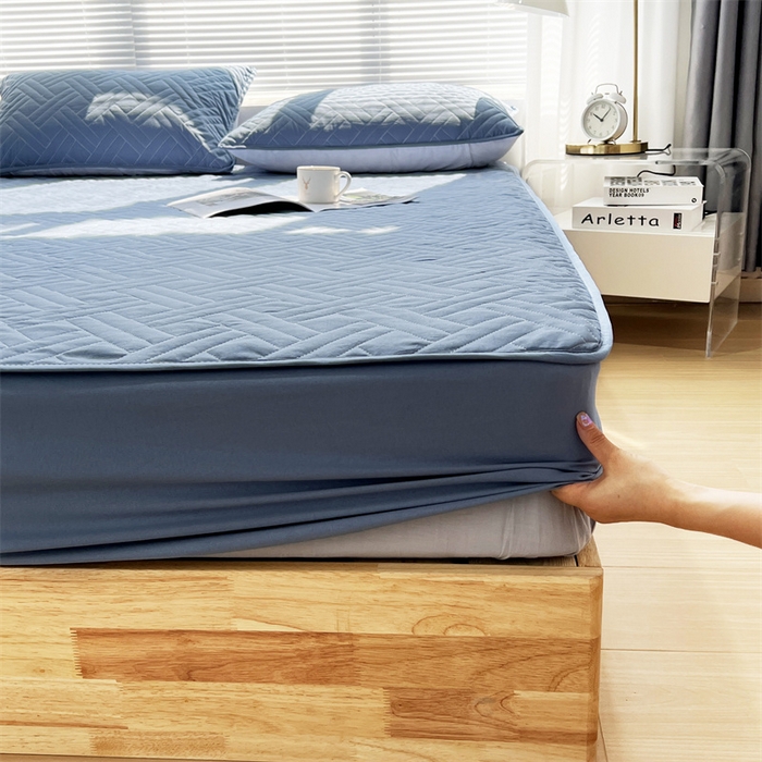 91家纺网 家纺一手货源 找家纺 共鸣沙发垫 2023新款水洗棉夹棉床笠 牛仔蓝