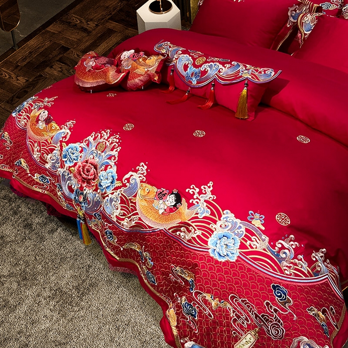 91家纺网 家纺一手货源 找家纺 至爱今生 新款全棉婚庆多件套 金玉满堂