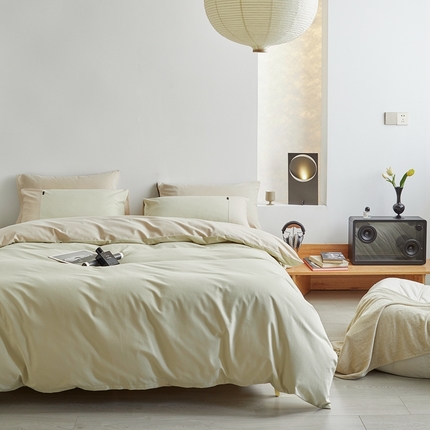 梦享生活家居 2023新款全棉碳素磨毛四件套秋冬季保暖加厚纯棉四件套简约现代风 豆汁