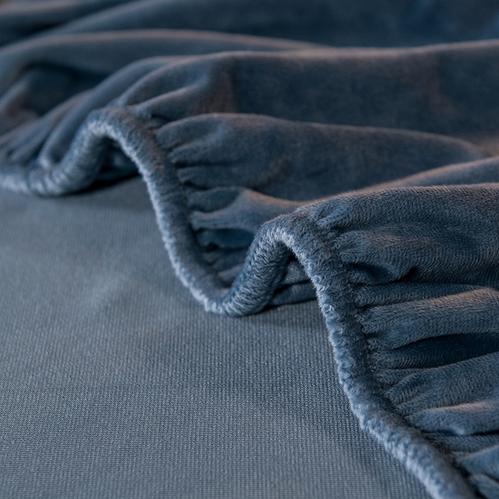 91家纺网 家纺一手货源 找家纺 全季家居 2023新款高克重水晶绒床笠 宝石蓝