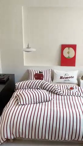 91家纺网 家纺一手货源 找家纺 圆岛家纺 2023新款原创牛奶绒印花保暖四件套 枣红细条