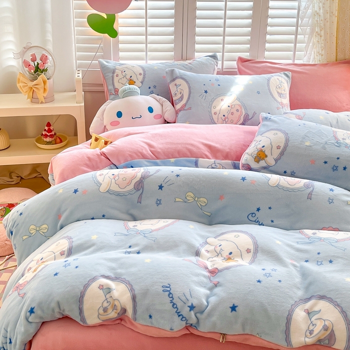 91家纺网 家纺一手货源 找家纺 星座 2025三丽鸥牛奶绒四件套 蛋糕大耳狗