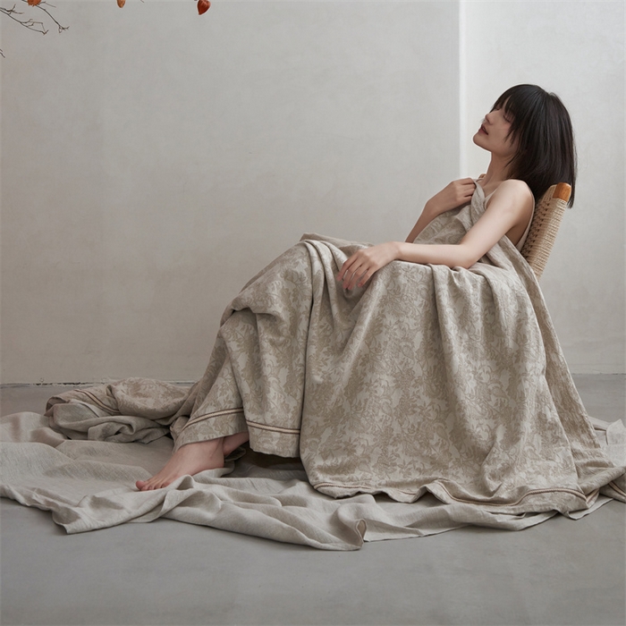 91家纺网 家纺一手货源 找家纺 （总）安莱生活 2023新款高端亚麻大提花特殊镶边四件套