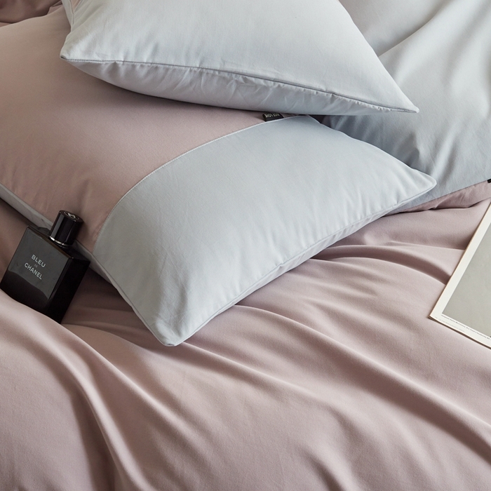 91家纺网 家纺一手货源 找家纺 梦享生活家居 2023新款全棉碳素磨毛四件套秋冬季保暖加厚纯棉四件套简约现代风 藕荷