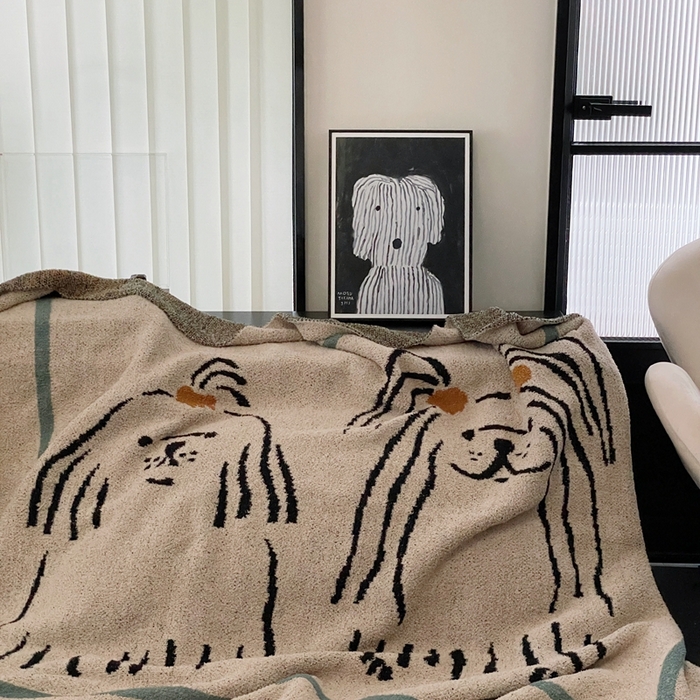 91家纺网 家纺一手货源 找家纺 圆岛家纺 2023新款半边绒针织毛毯 约克夏