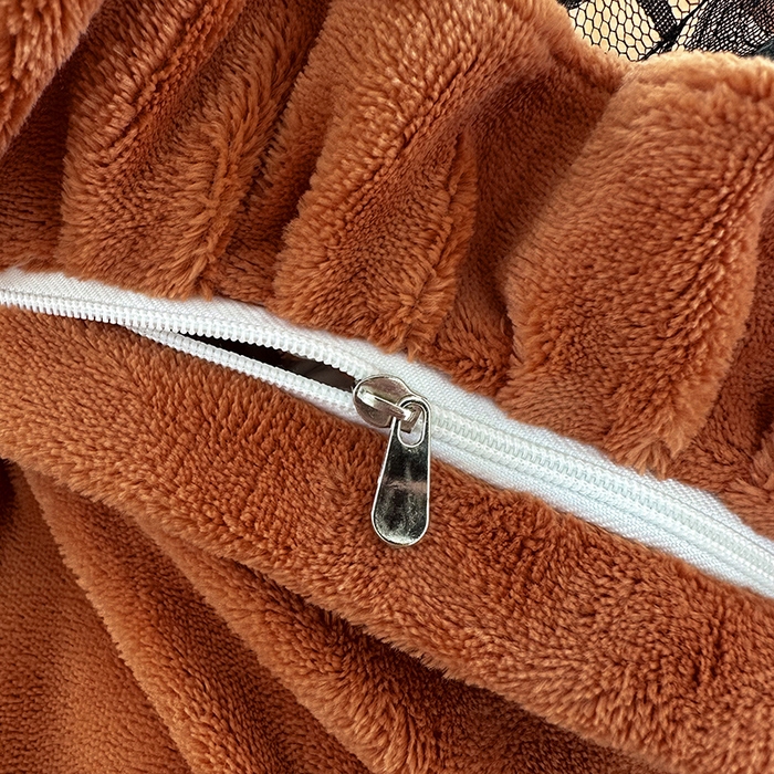 91家纺网 家纺一手货源 找家纺 言熙居 2024新款直播爆款8.5斤法莱绒牛奶绒纯色韩版小清新蕾丝四件套 蕾丝款-深桔