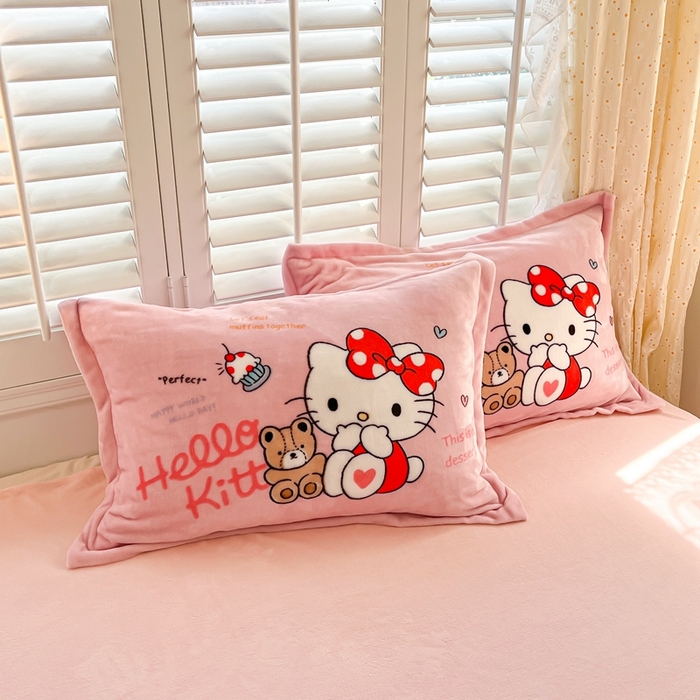 91家纺网 家纺一手货源 找家纺 星座 2025三丽鸥牛奶绒四件套 KT猫-大版