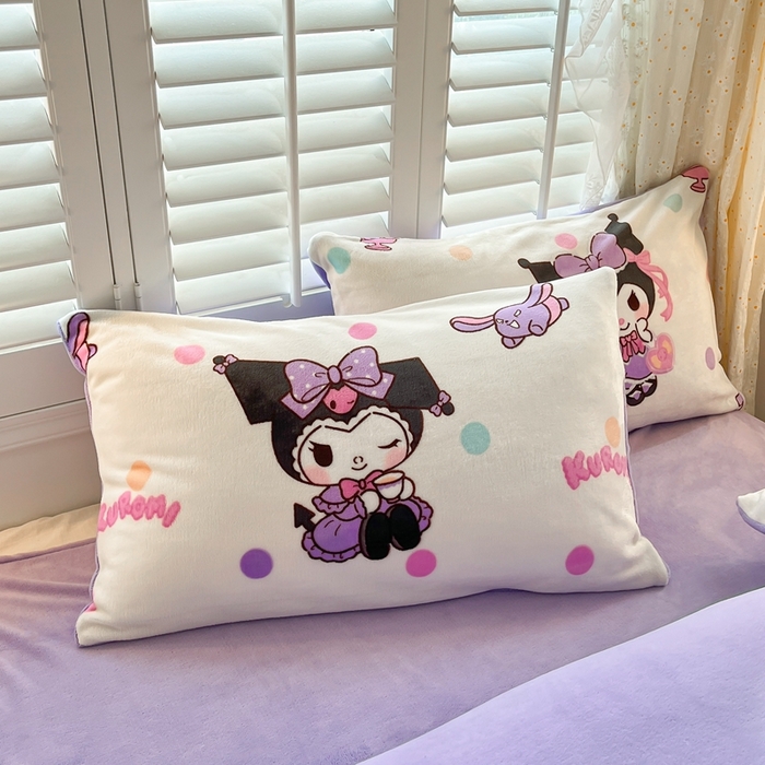 91家纺网 家纺一手货源 找家纺 星座 2025三丽鸥牛奶绒四件套 波点库洛米