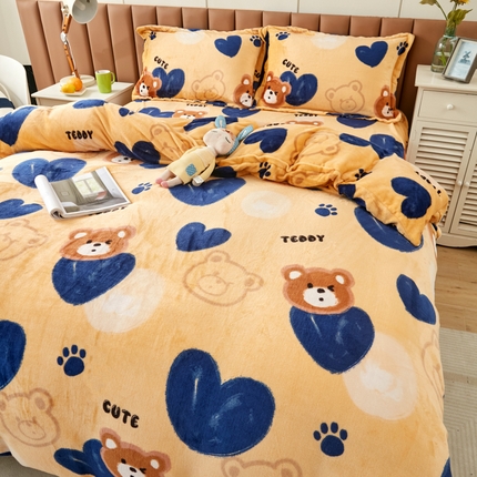 91家纺网 家纺一手货源 找家纺 （总）乐居坊 2023新款高克重牛奶绒印花保暖四件套（提供买家秀）