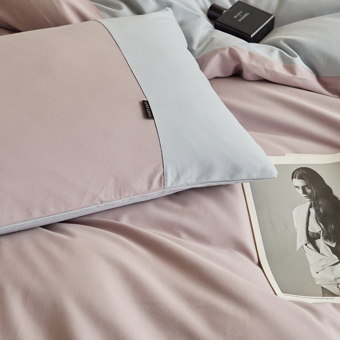 91家纺网 家纺一手货源 找家纺 梦享生活家居 2023新款全棉碳素磨毛四件套秋冬季保暖加厚纯棉四件套简约现代风 藕荷