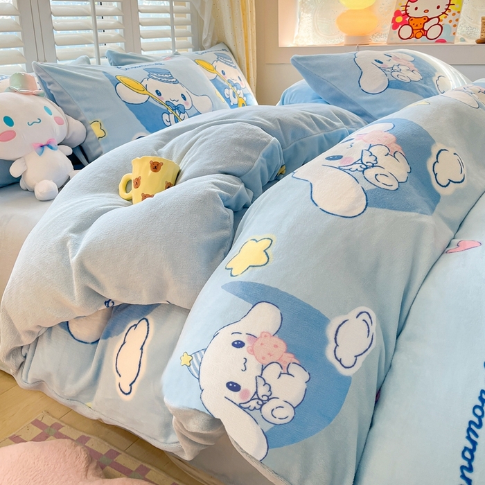 91家纺网 家纺一手货源 找家纺 星座 2025三丽鸥牛奶绒四件套 晚安玉桂狗