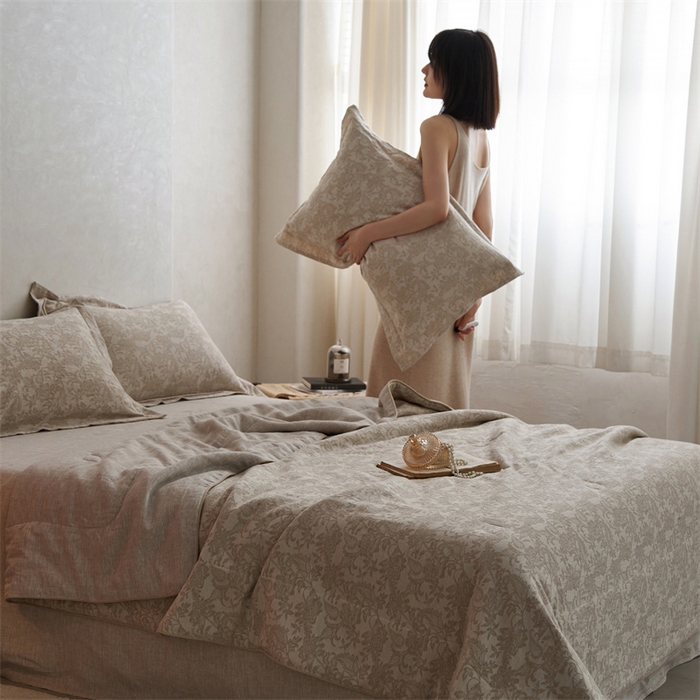 91家纺网 家纺一手货源 找家纺 （总）安莱生活 2023新款高端亚麻大提花多功能被 被子被芯