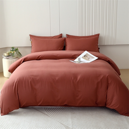 91家纺网 家纺一手货源 找家纺 凯磊家纺 2025纯棉纯色磨毛-四件套 浆果红