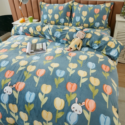 91家纺网 家纺一手货源 找家纺 （总）乐居坊 2023新款高克重牛奶绒印花保暖四件套（提供买家秀）