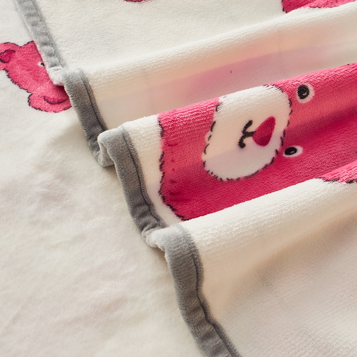 91家纺网 家纺一手货源 找家纺 全季家居 2023新款纯色印花高克重抗静电包边牛奶绒床单-印花 粉熊派