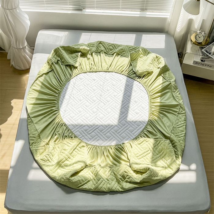 91家纺网 家纺一手货源 找家纺 共鸣沙发垫 2023新款水洗棉夹棉床笠 果绿