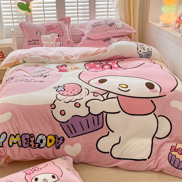 91家纺网 家纺一手货源 找家纺 星座 2025三丽鸥牛奶绒四件套 美乐蒂-大版