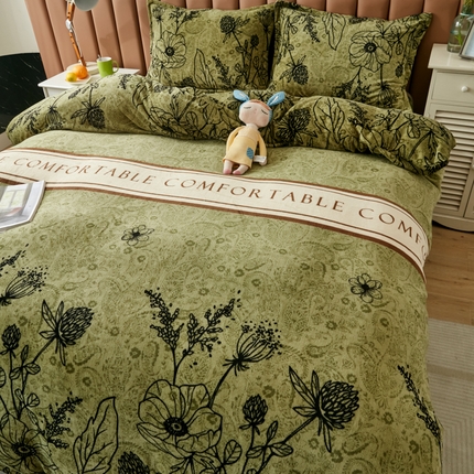 91家纺网 家纺一手货源 找家纺 （总）乐居坊 2023新款高克重牛奶绒印花保暖四件套（提供买家秀）