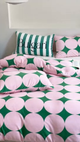 91家纺网 家纺一手货源 找家纺 圆岛家纺 2023新款原创牛奶绒印花保暖四件套 菱星粉