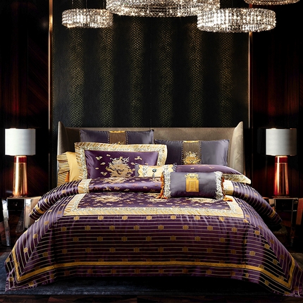 91家纺网 家纺一手货源 找家纺 至爱今生 新款锦缎色织多件套 爱在紫禁城