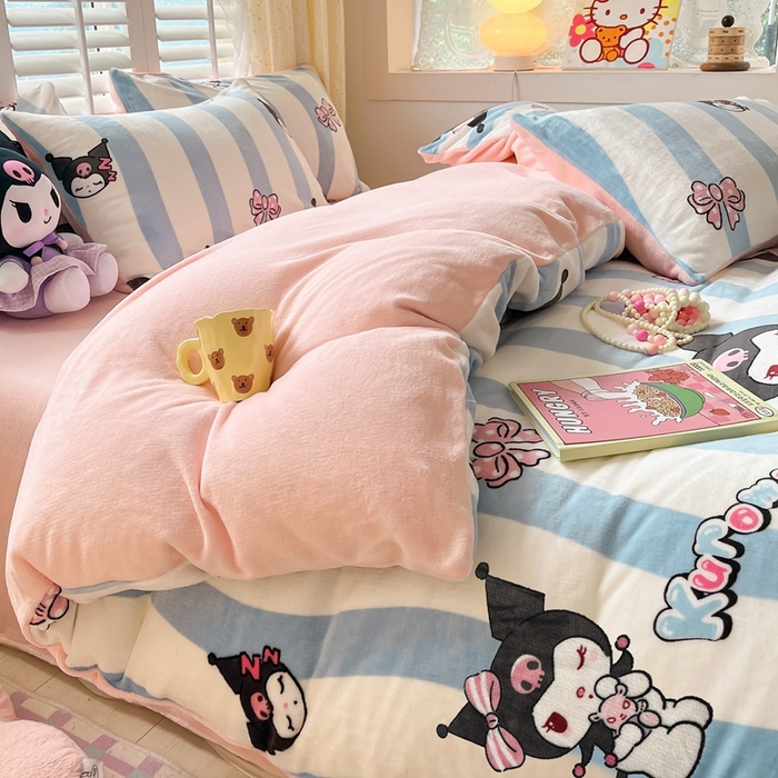 91家纺网 家纺一手货源 找家纺 星座 2025三丽鸥牛奶绒四件套 可爱库洛米