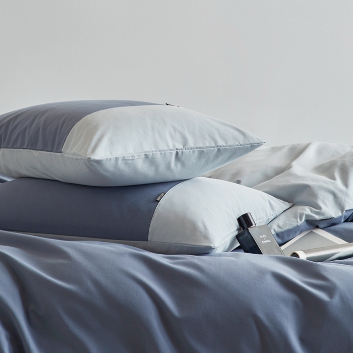 91家纺网 家纺一手货源 找家纺 梦享生活家居 2023新款全棉碳素磨毛四件套秋冬季保暖加厚纯棉四件套简约现代风 青蓝