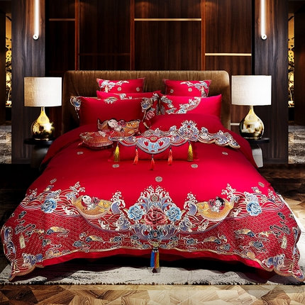 91家纺网 家纺一手货源 找家纺 至爱今生 新款全棉婚庆多件套 金玉满堂