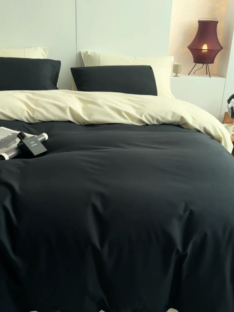 91家纺网 家纺一手货源 找家纺 梦享生活家居 2023新款全棉碳素磨毛四件套秋冬季保暖加厚纯棉四件套简约现代风 阑夜