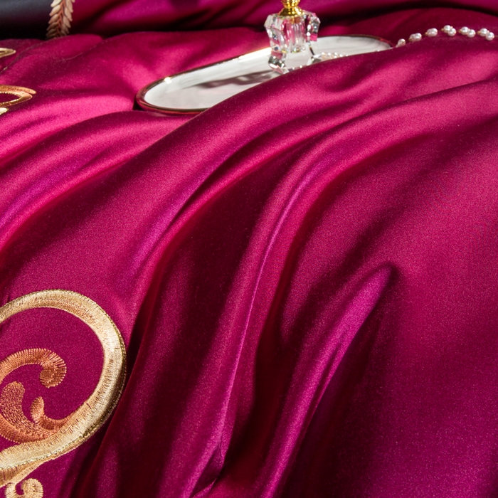 91家纺网 家纺一手货源 找家纺 至爱今生 新款锦缎色织多件套 最琉丽—玫红