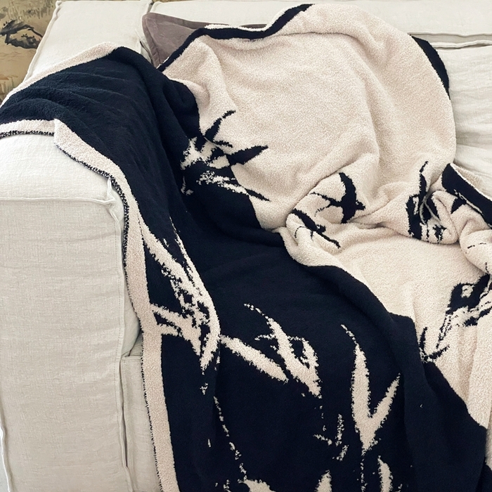 91家纺网 家纺一手货源 找家纺 圆岛家纺 2023新款半边绒针织毛毯 隐竹