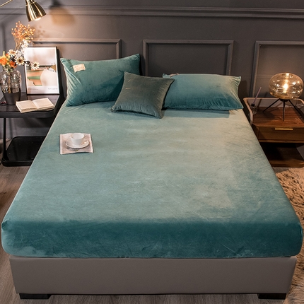 91家纺网 家纺一手货源 找家纺 全季家居 2023新款高克重水晶绒床笠 仙踪绿