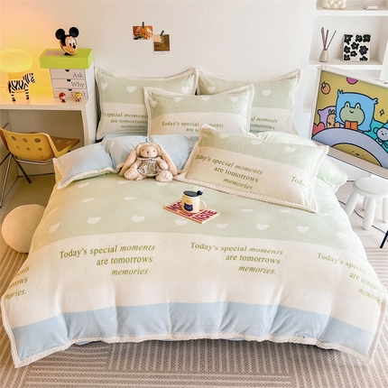 91家纺网 家纺一手货源 找家纺 （总）川悦生活 2023新款牛奶绒200克宽边四件套