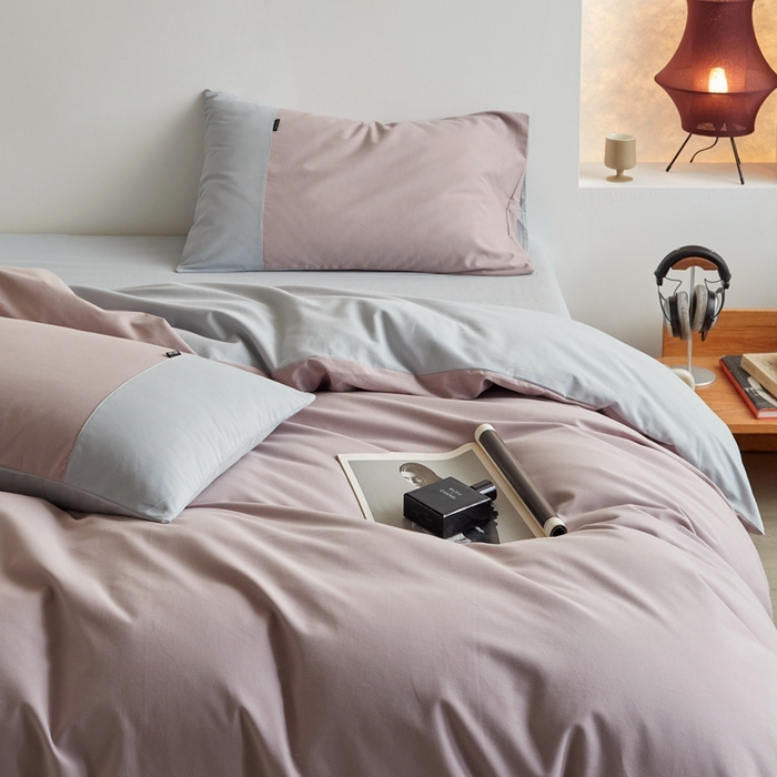 91家纺网 家纺一手货源 找家纺 梦享生活家居 2023新款全棉碳素磨毛四件套秋冬季保暖加厚纯棉四件套简约现代风 藕荷