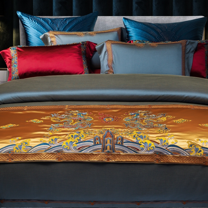 91家纺网 家纺一手货源 找家纺 至爱今生 新款锦缎色织多件套 九五之尊