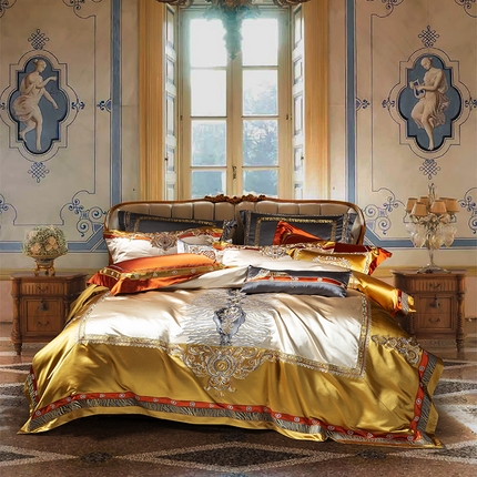 91家纺网 家纺一手货源 找家纺 至爱今生 新款锦缎色织多件套 卡洛斯