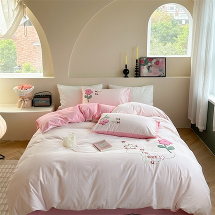 91家纺网 家纺一手货源 找家纺 （总）柚子YOUTH 2023新款全工艺磨毛绣花套件