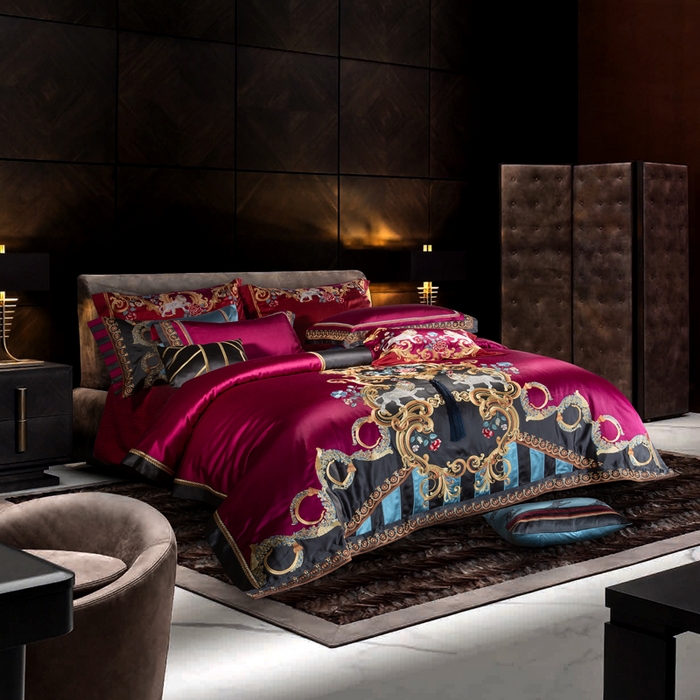 91家纺网 家纺一手货源 找家纺 至爱今生 新款锦缎色织多件套 最琉丽—玫红