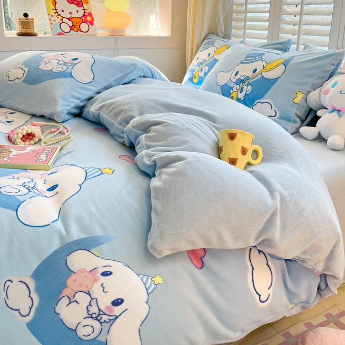 91家纺网 家纺一手货源 找家纺 星座 2025三丽鸥牛奶绒四件套 晚安玉桂狗