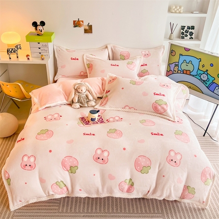 91家纺网 家纺一手货源 找家纺 （总）川悦生活 2023新款牛奶绒200克宽边四件套