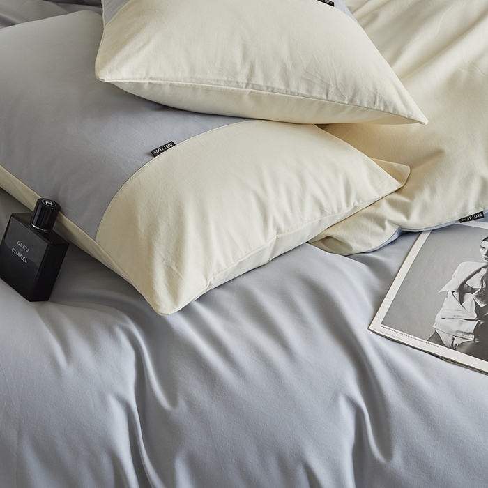 91家纺网 家纺一手货源 找家纺 梦享生活家居 2023新款全棉碳素磨毛四件套秋冬季保暖加厚纯棉四件套简约现代风 奶油蓝