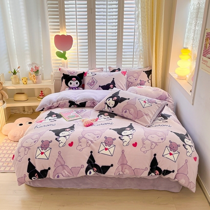 星座 2025三丽鸥牛奶绒四件套 紫色库洛米