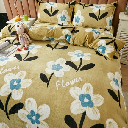 91家纺网 家纺一手货源 找家纺 （总）乐居坊 2023新款高克重牛奶绒印花保暖四件套（提供买家秀）